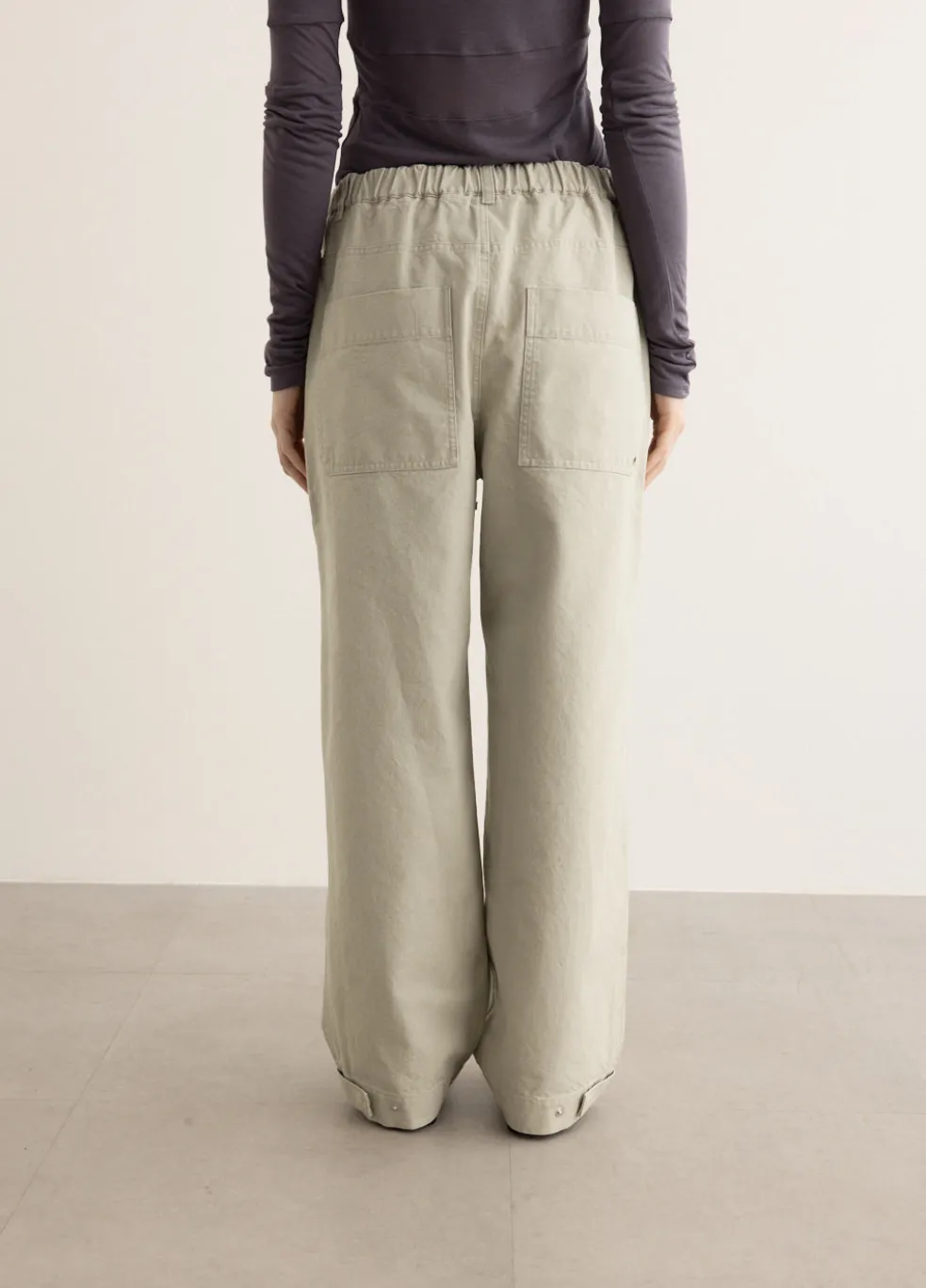 Washed Cotton Wide Pants