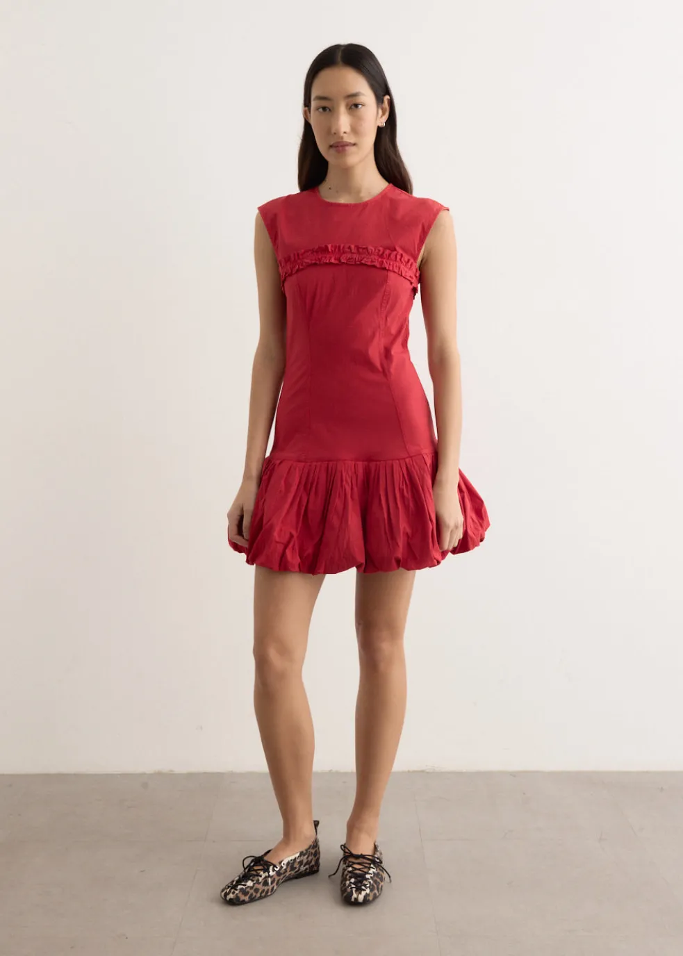 Washed Stretch Cotton Corset Mini Dress