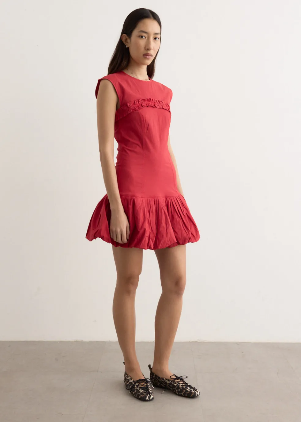 Washed Stretch Cotton Corset Mini Dress