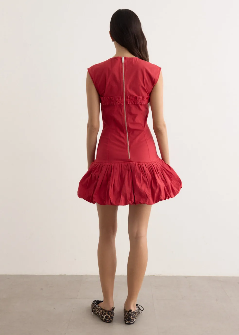Washed Stretch Cotton Corset Mini Dress