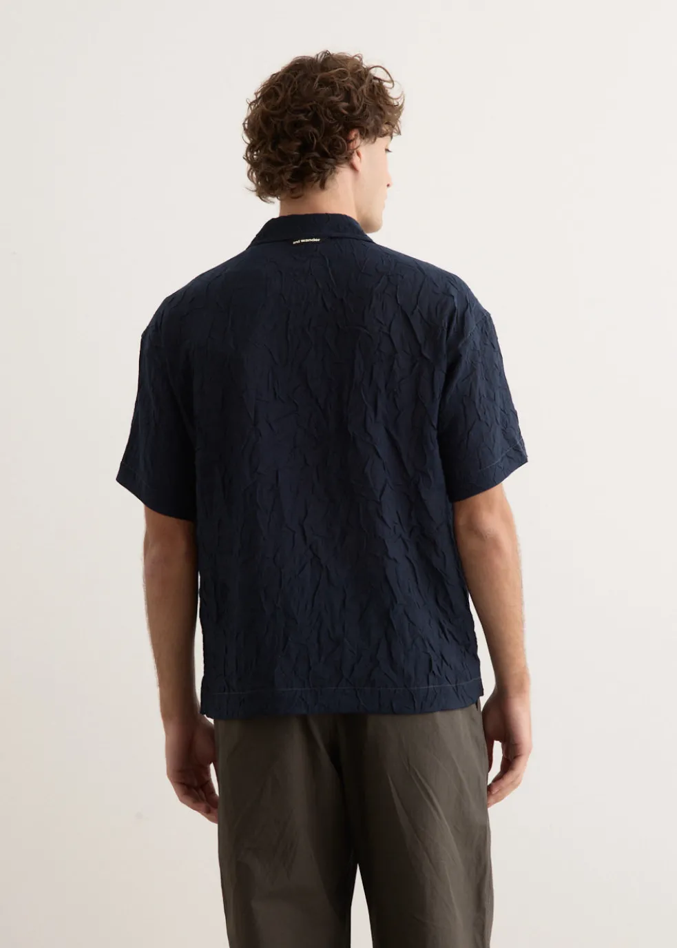 Washer Pleated Open Short Sleeve Shirt
