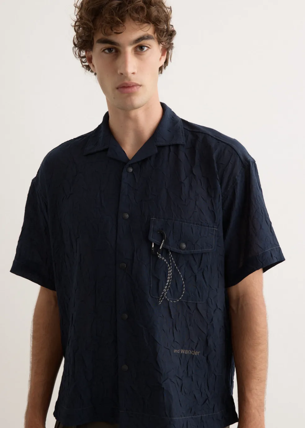 Washer Pleated Open Short Sleeve Shirt