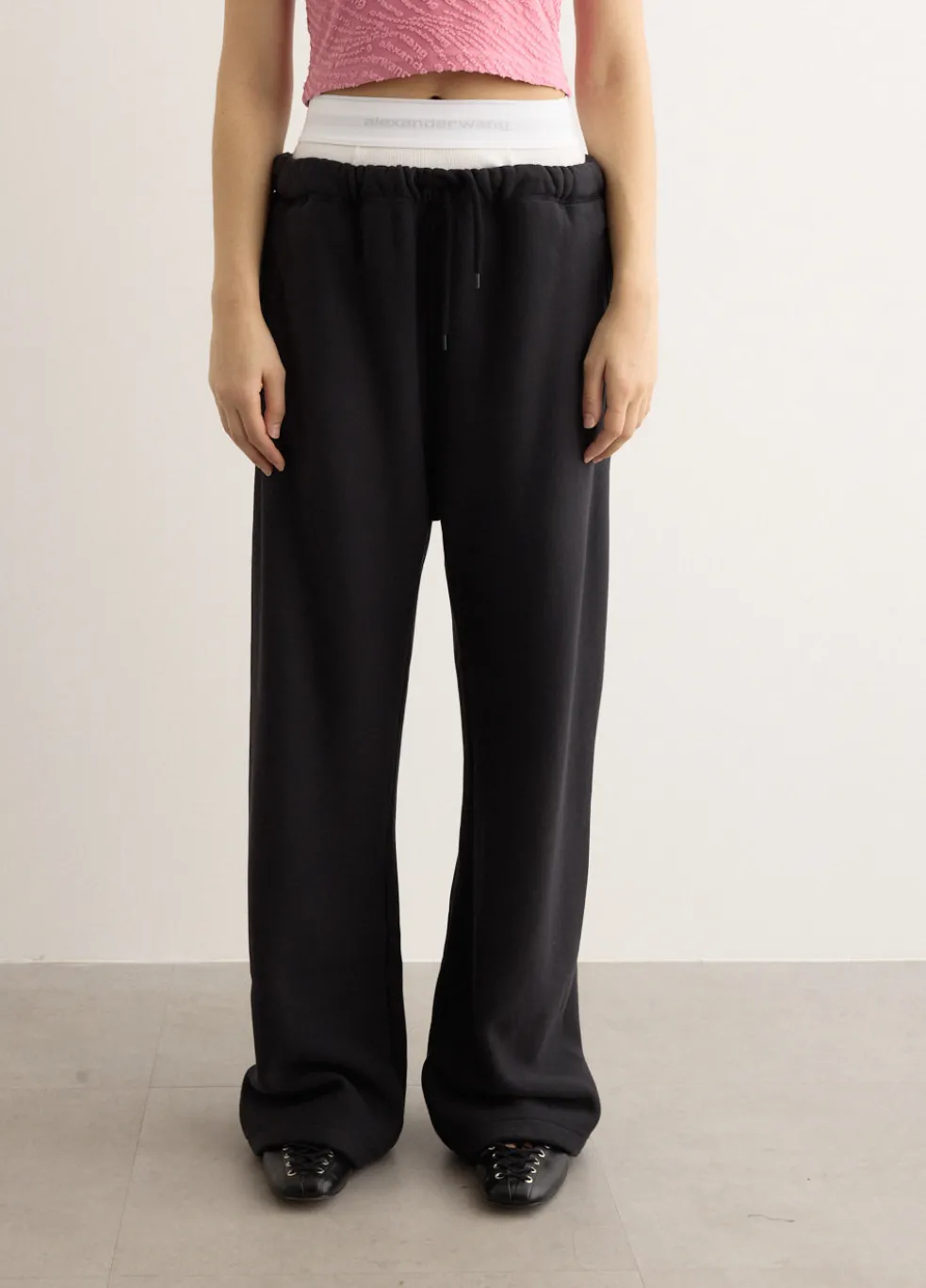 Wide Leg Sweatpants With Exposed Brief