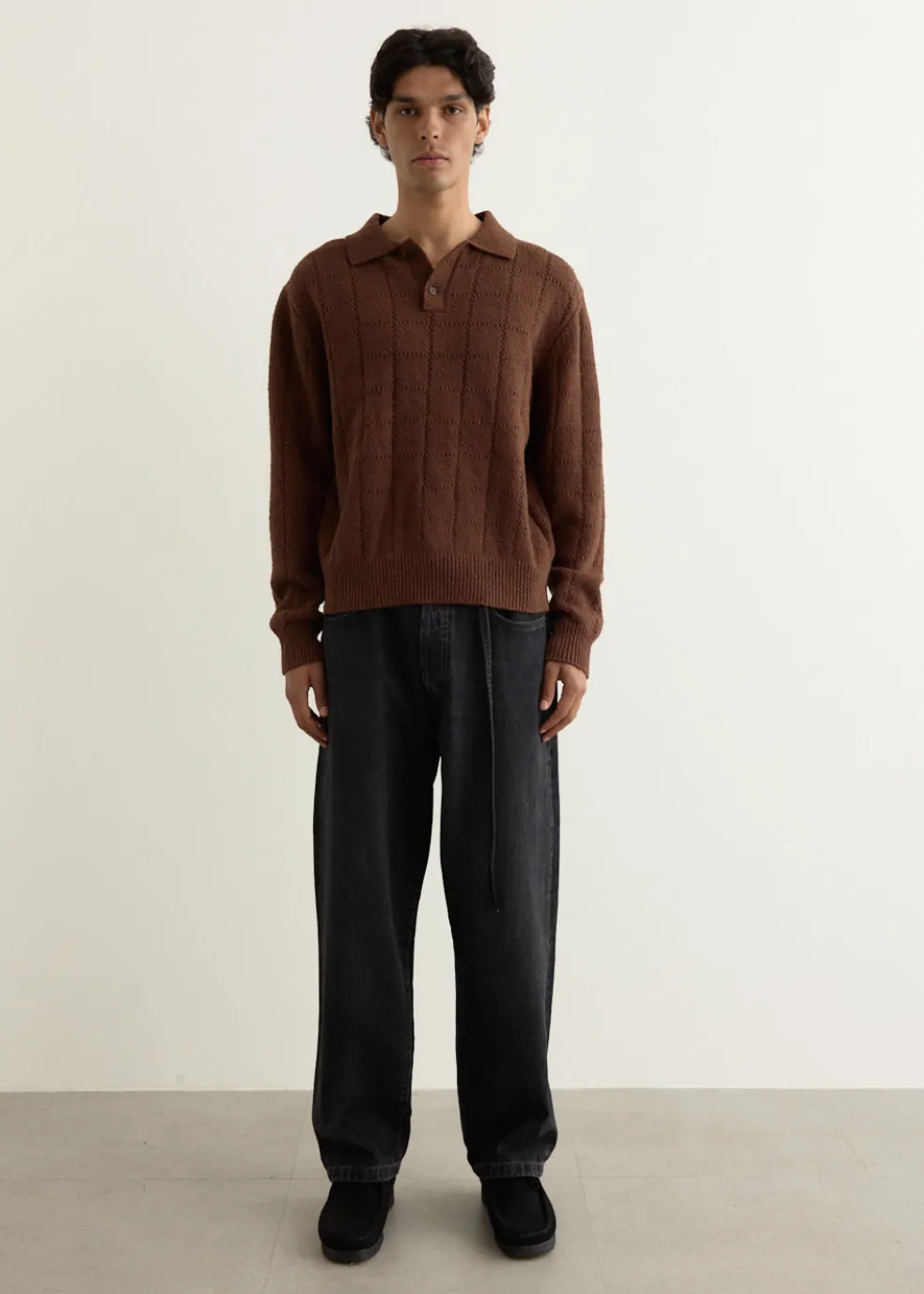 Window Long Sleeve Knitted Polo