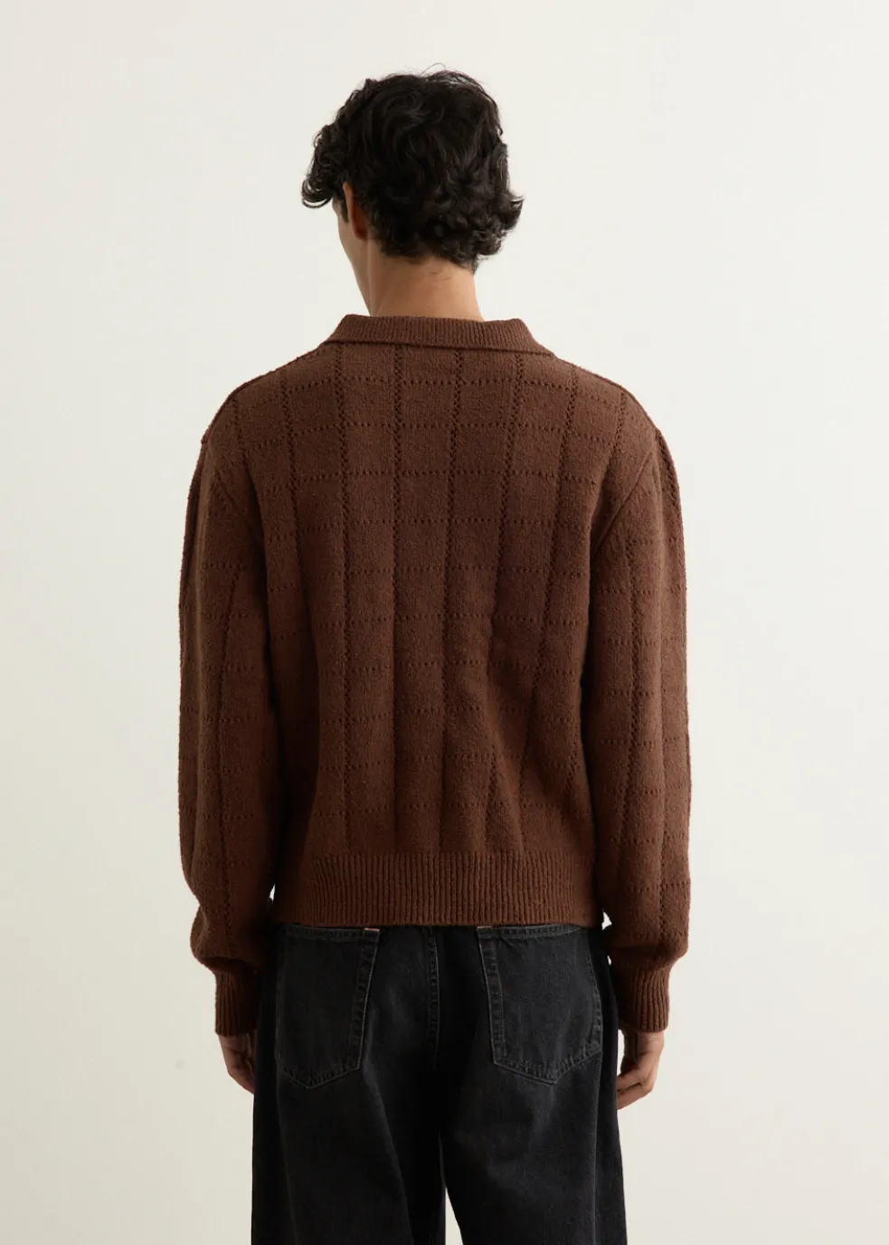 Window Long Sleeve Knitted Polo