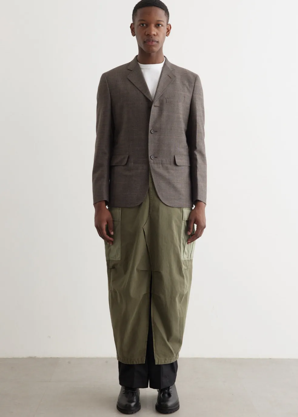 Wool Check x Cargo Pant Tailored Coat