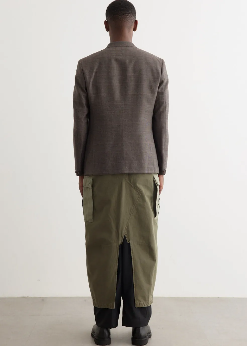 Wool Check x Cargo Pant Tailored Coat