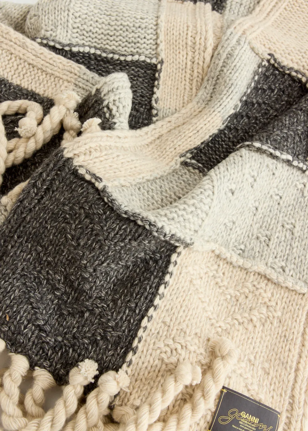 Wool Cotton Mix Knit Scarf