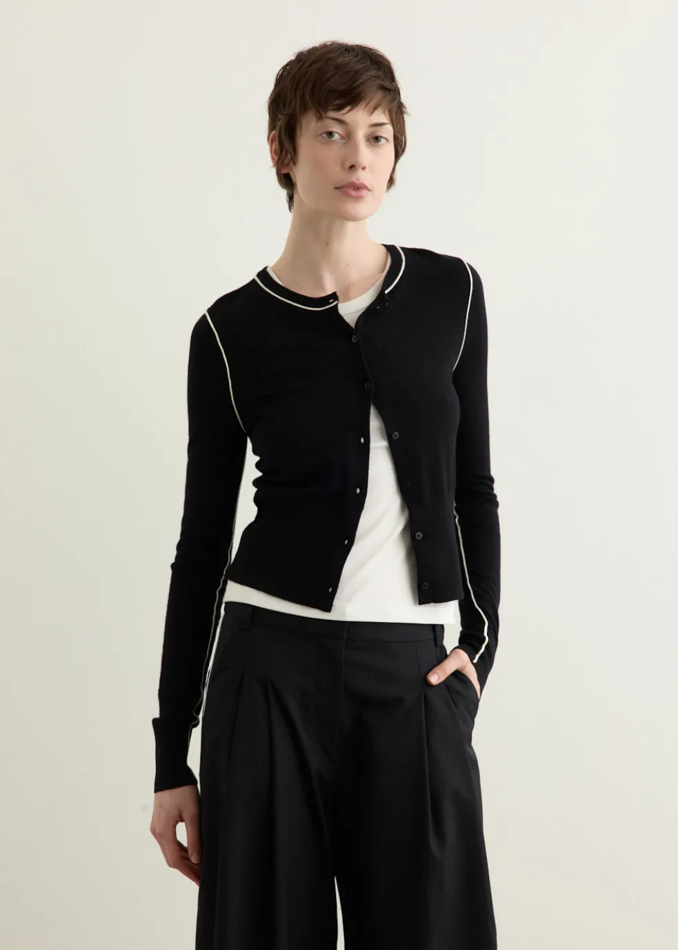 Wool Fine Line Cardigan