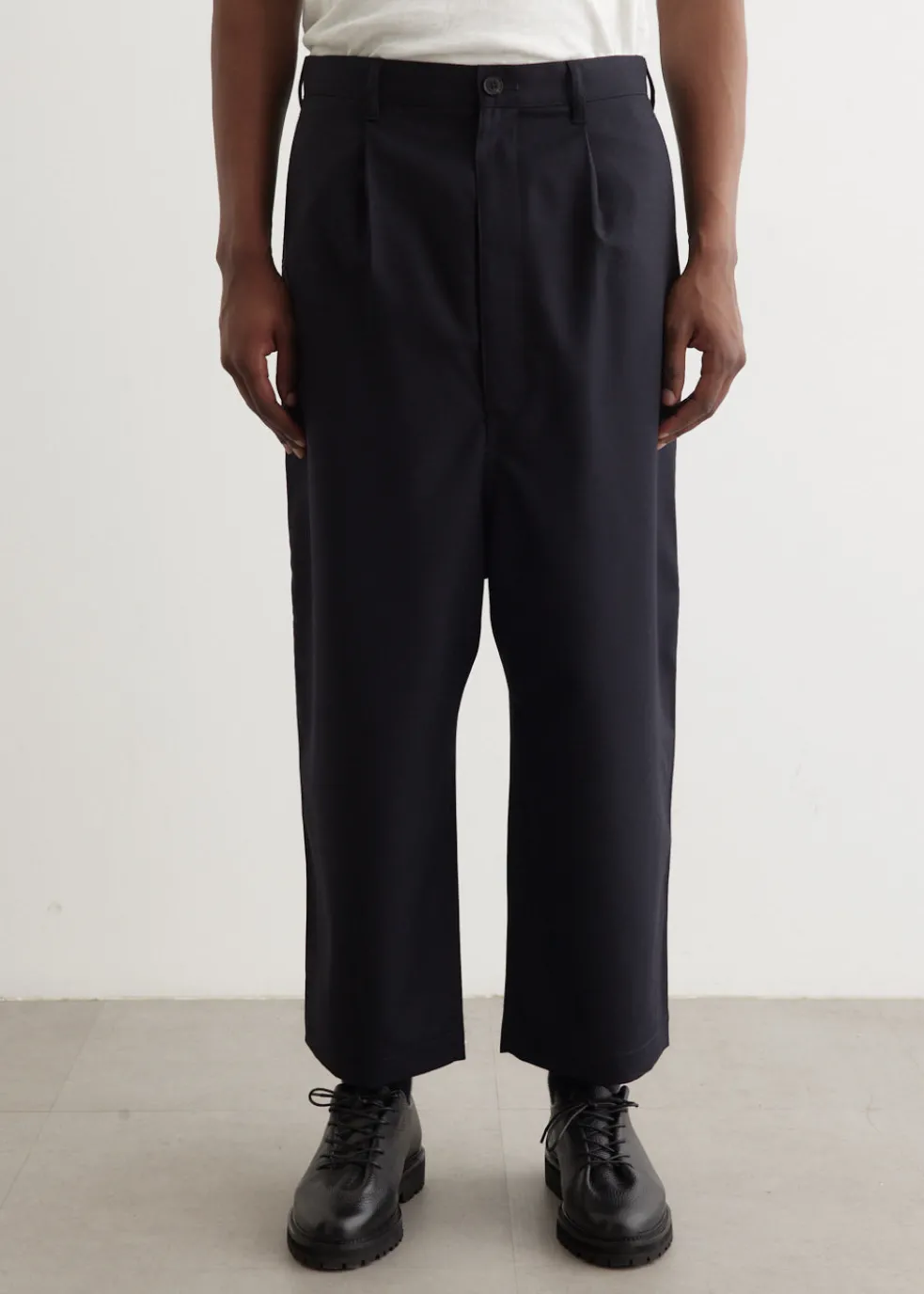 Wool Gabardine Dropped Trousers