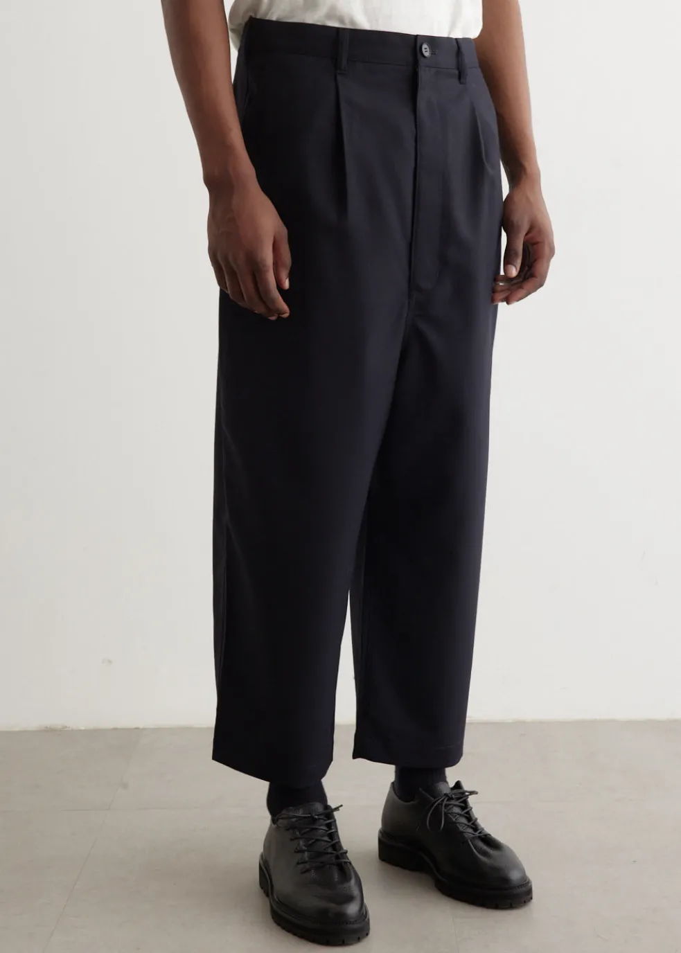 Wool Gabardine Dropped Trousers