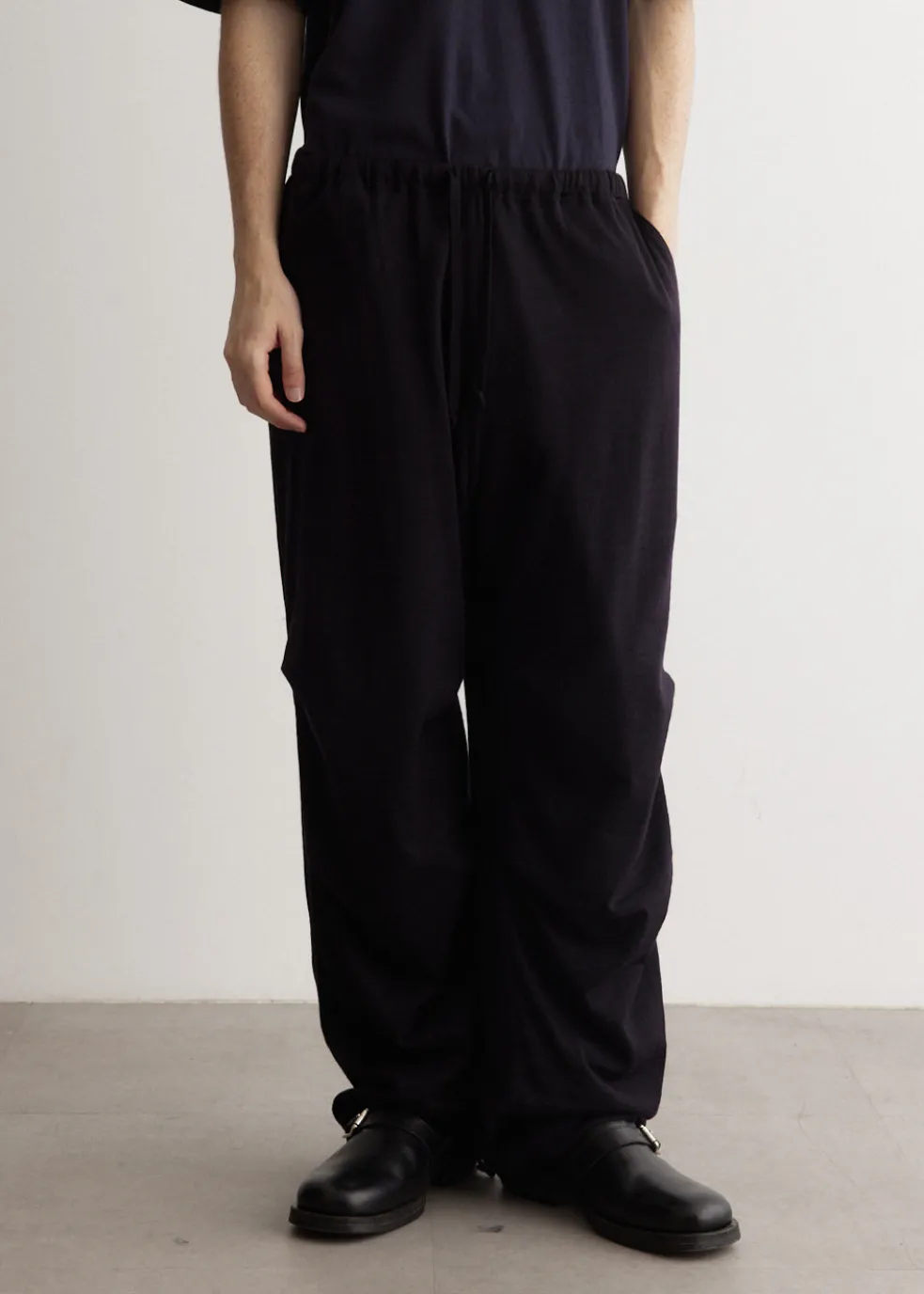 Wool Knit Knee Tucked Pants