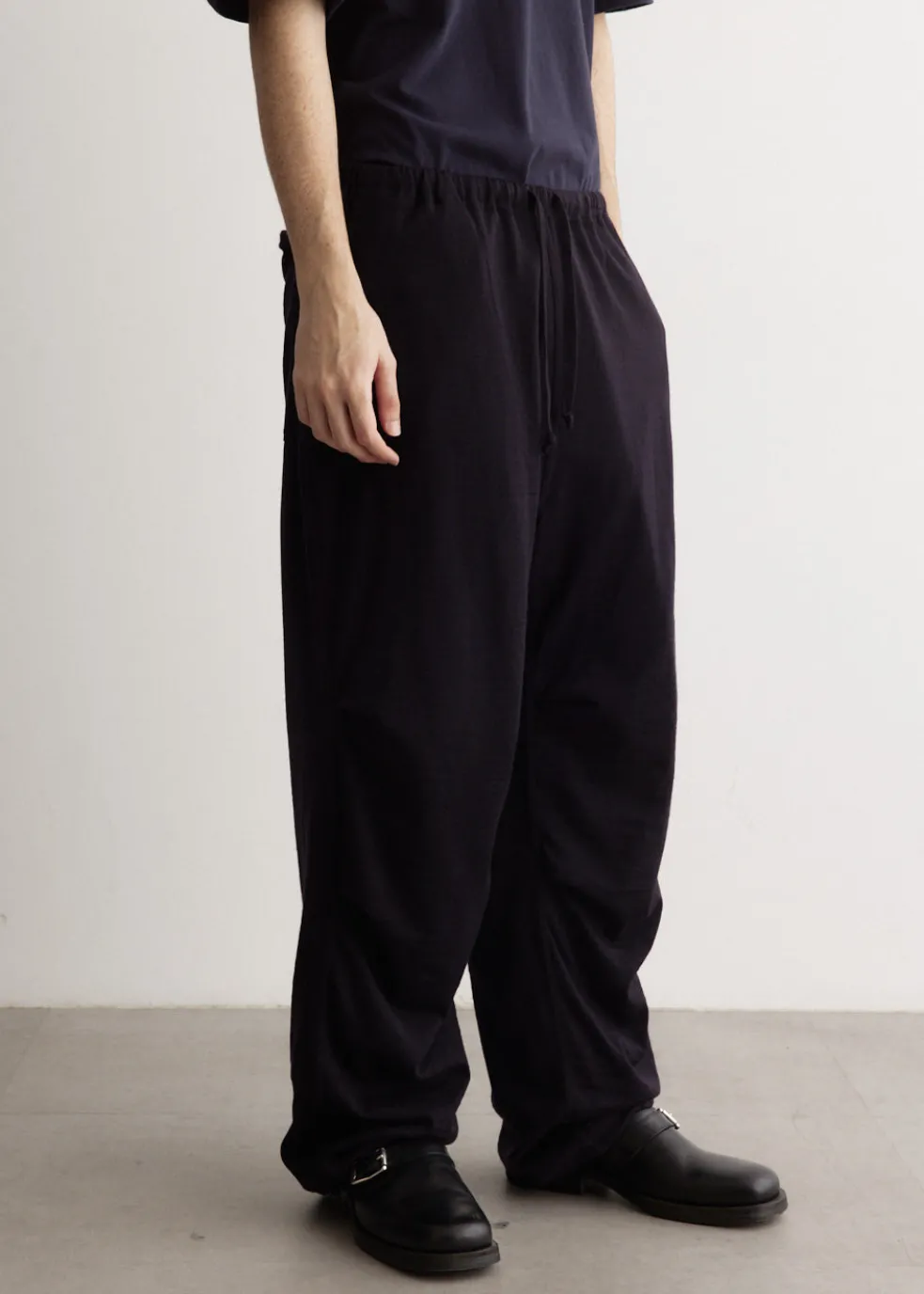 Wool Knit Knee Tucked Pants