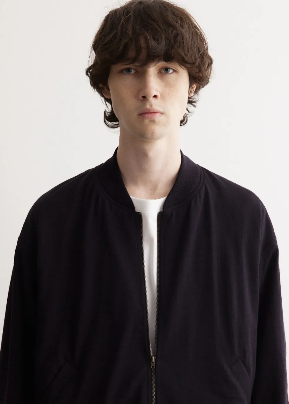 Wool Knit Zip Up Blouson