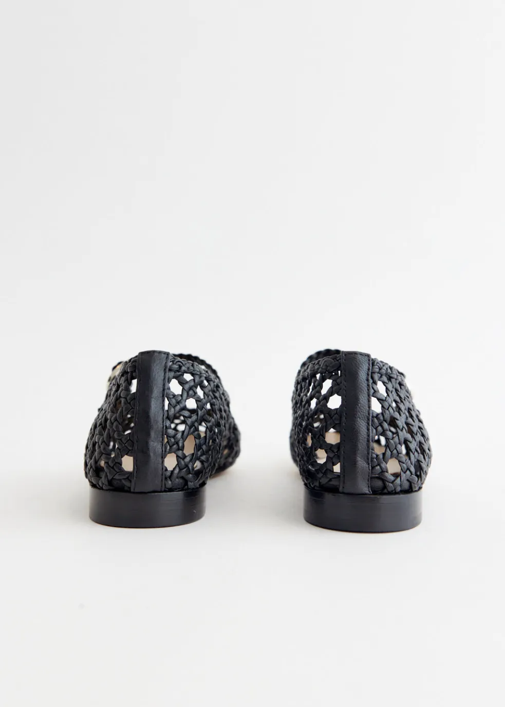 Woven Leather Mary Jane Flats