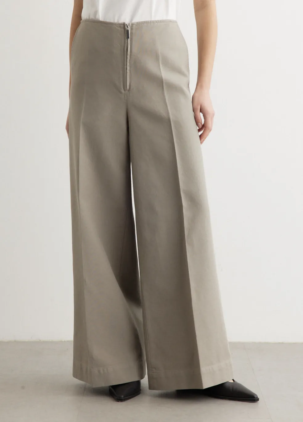Zip Front Wide Trousers